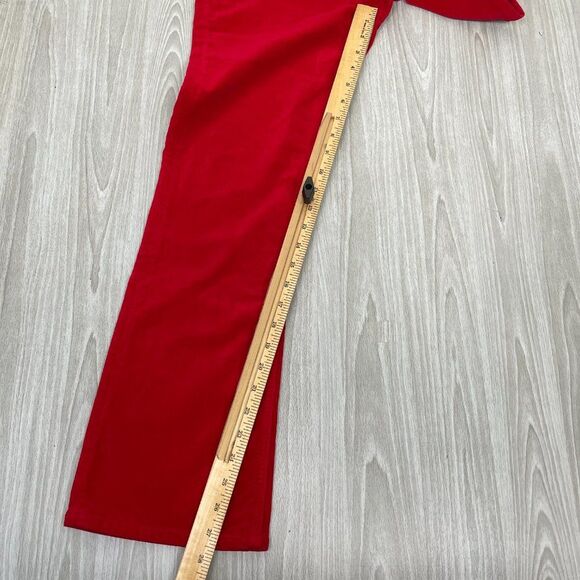 Re/Done Originals Mid Rise Cropped Velvet Kick Flare Pants Red 28 - Picture 11 of 12